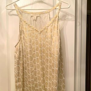 3/$33 Linen Gold Paisley Design Tank Top - Large